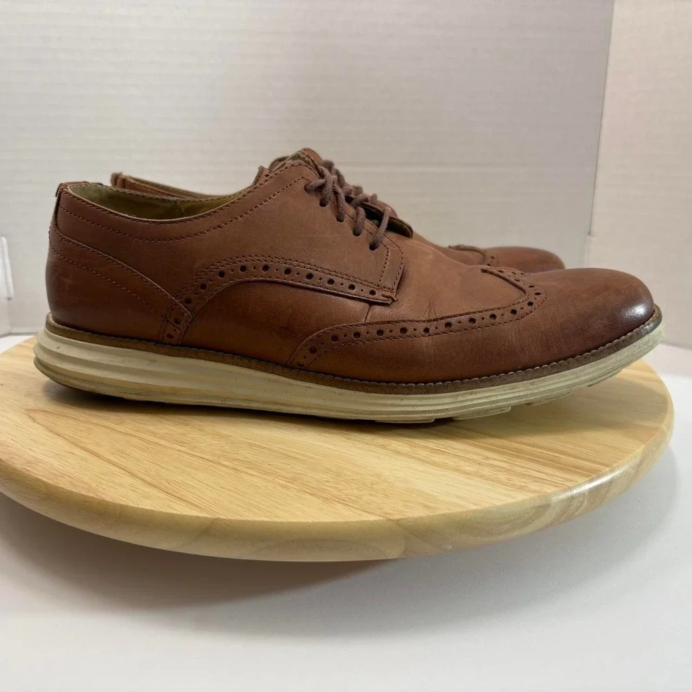 Aston Grey Collection Leu Cognac Tan Leather Oxford Dress Shoes C26471 Mens 11M